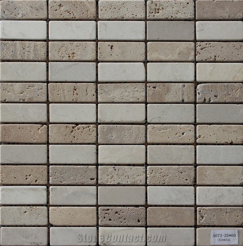 Travertine Mosaic Manufacture China Rectangle A073-25-60