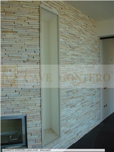 Perla Marina Quartzite Stacked Feature Wall Decor