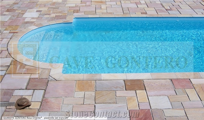 Rosa Oriente Quartzite Pool Pavers, Pool Deck Coping from Italy ...