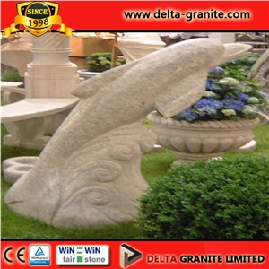 Dolphin Sculpture, Beige Granite Sculpture & Statue