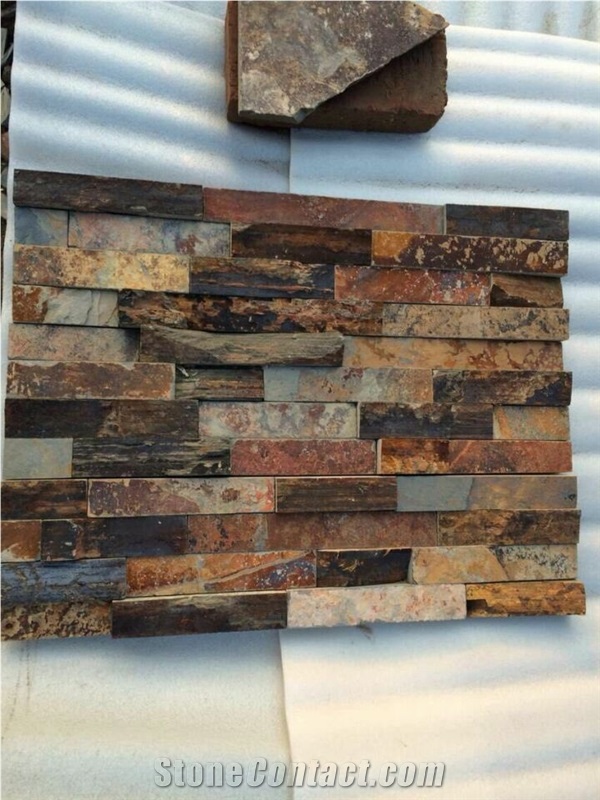 China Multicolor Slate Wall Panel Ledge Stone / Stacked Stone / Veneer / Culture Stone for Wall Clading