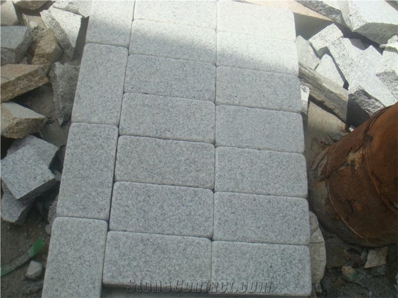 G603 Tumbbles Stone, China Grey Granite Cobblestone,Silver Grey Cube Stone