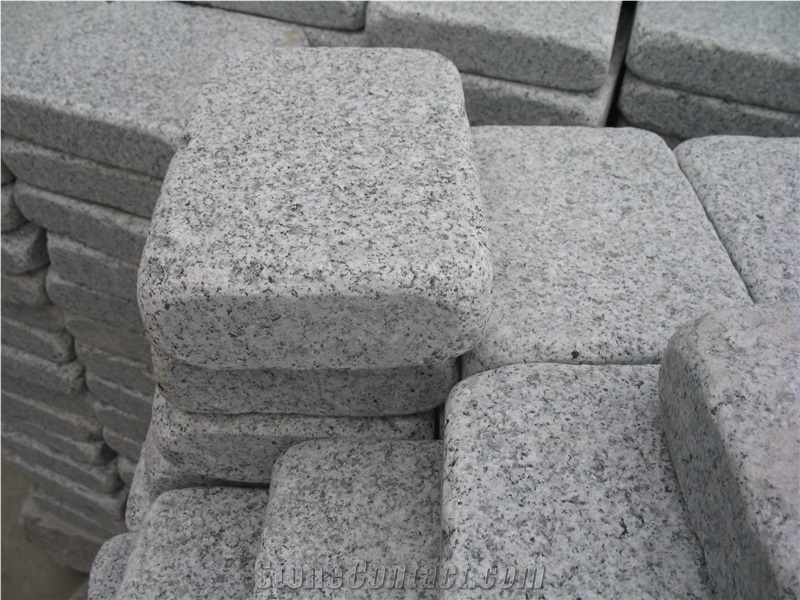 G603 Tumbbles Stone, China Grey Granite Cobblestone,Silver Grey Cube Stone