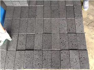Lava Stone Bushhammered, Brushed Hainan Black Basalt Slabs & Tiles, China Lava Stone Black Basalt