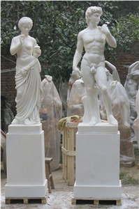 China White Jade Marble Sculpture,Human Statues,Polished Garden Sculptures