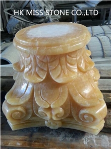 Honey Onyx Carved Column Base