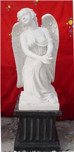 Western Statues,China White Jade Angel Sculpture,Polished Handcarved Statues