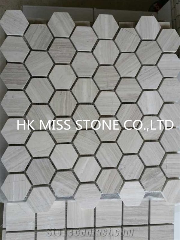 White Wooden Marble Mosaic&Wooden Marble Mosaic&Wall Mosaic&Mosaic Cut-To-Size