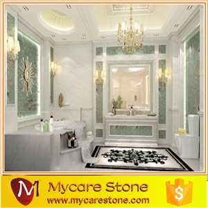2015 Hot Sale Volakas White Marble Bathroom Floor Tiles, Volax White Marble Bath Design