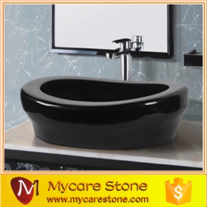 Black Granite Stone Round Bathroom Basin and Sink