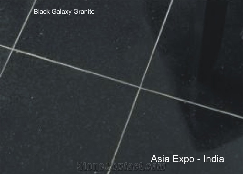 Indian Black Galaxy Polished Granite Tiles & Slabs, Granite Flooring