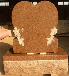 India Red Figure Monument, Heart Tombstone, New Imperial Red Granite Monument & Tombstone