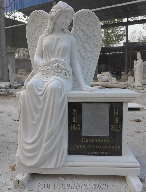 Angel Monument & Tombstone Im10, Han White Marble Monument & Tombstone