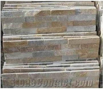 China Yellow Quartzite Wall Veneer Ic08, Wooden Veins Yellow Quartzite