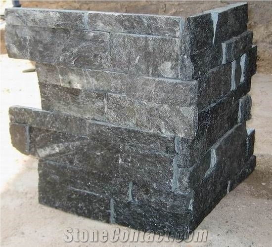 Stone Wall Veneer Ic22,Corner Stone, China Black Quartzite Corner Stone