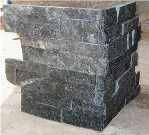 Stone Wall Veneer Ic22,Corner Stone, China Black Quartzite Corner Stone