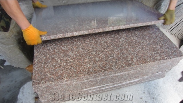 Polished Granite Tiles, 61cm X 61cm X 1.8cm, China Brown Red Granite G687, Cherry Pink, Peach Blossom Red, Floor Coving