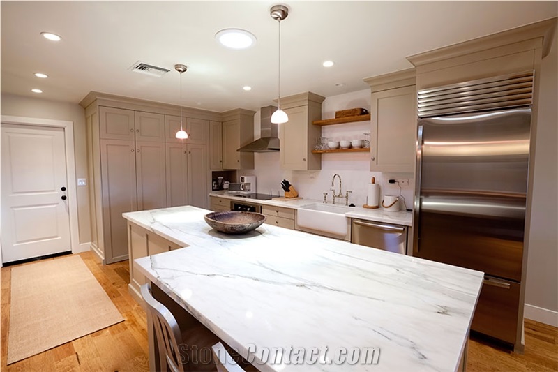 Bianco Carrara Marble Kitchen Countertop