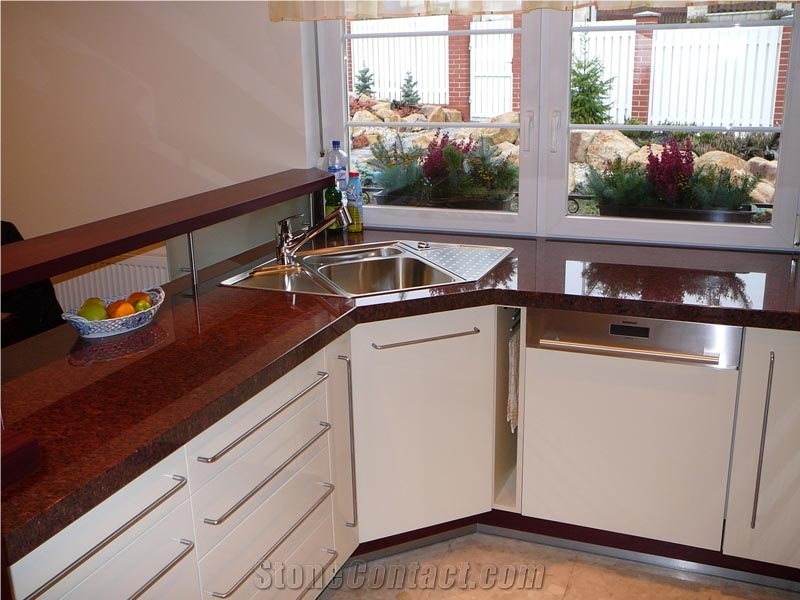 Kitchen Countertop Of Granite Rosso Vanga