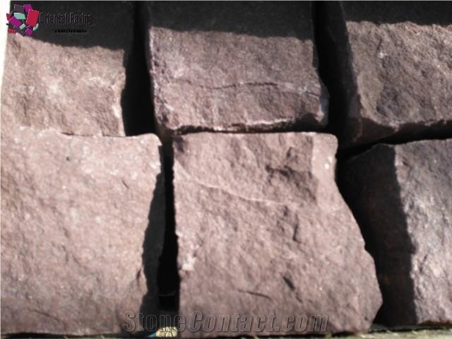 China Red Sandstone,Sandstone Cube Stone, Sandstone Floor Cobbles, Sandstone Paver,Landscaping Stone