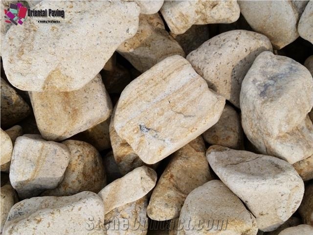 Yellow Sandstone Pebble Stone,Pebble Stone Walkway,Pebble Paving Stone,Landscaping Stone