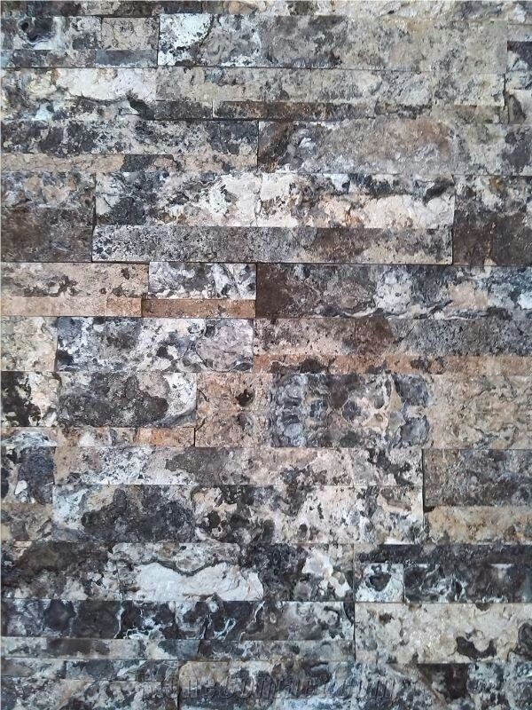 Black/Brown/White Antique Travertine Feature Wall