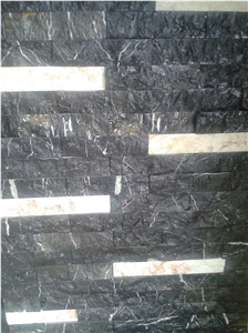 Black with White Parts Antique Marble, Black Marble Cultured Stone