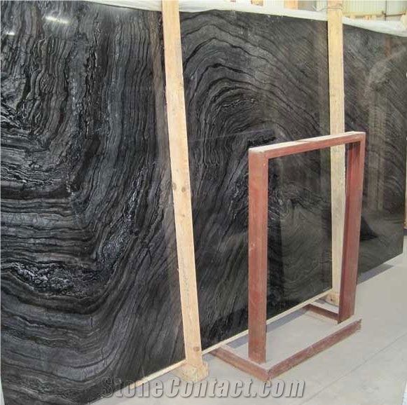 Custom Design Ancient Wood Marble Slabs & Tiles, China Black Marble