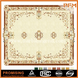 2015 Latest New Style Big Size Beige Polished Carpet Waterject Medallion with Egyptian Yellow Marble,Crema Marfil,Golden Imperial Natural Marble