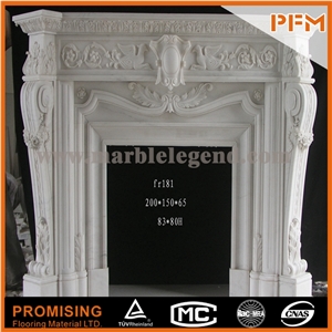 2015 New Design / Western / European Customized Figure / Hunan White Marble Elegant White Marble Hand Carving Sculptured Fireplace Mantel