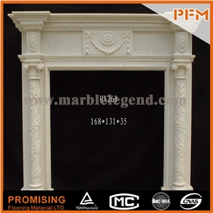 2015 New Design / Western / European Customized Figure/ Noble White Marble Hand Carving Sculptured Fireplace Mantel
