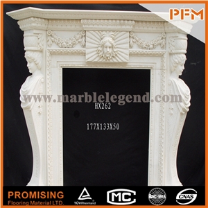 2015 New Design / Western / European Customized Figure / Pure White Marble Hand Carving Sculptured Fireplace Mantel