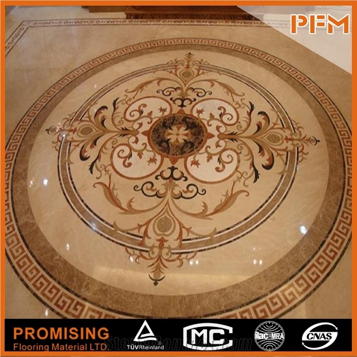 2015 New Style Greece Ariston,Spanish Cream Marifl ,Rosso Verona Natural Marble Polished Round Flooring Water Ject Medallion for Indoor Decoration