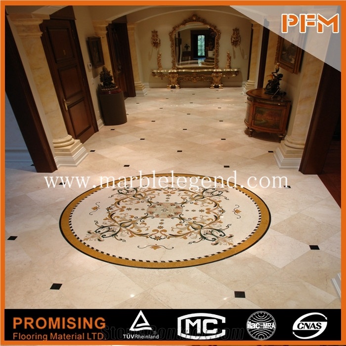 Ariston White Marble+Golden Year,Egyptian Yellow,Rosso Verona Good Quality Round Polished Waterject Marble Inlay for Lobby
