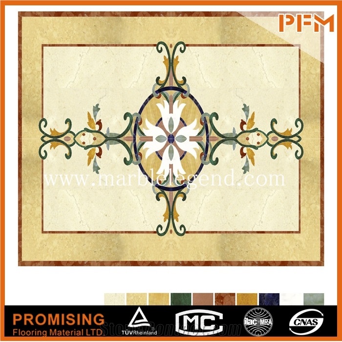 Big Size Beige Carpet Cnc Cut Polished Marble Medallion Flooring for House &Hotel Decoration