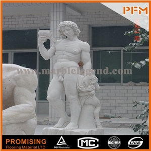 Charming Man Hunan White Marble Sculptured Statue,Western Customized Figure Human Hand Carving for Outdoor Garden
