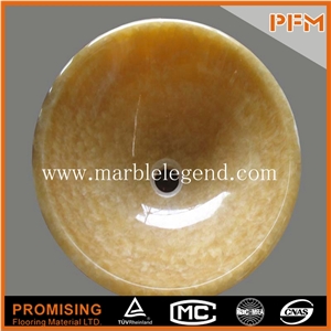 Chinese Honey Onyx/Popular Well Polished China Yellow Onyx Round Basin/Sink/430*430*135mm/Customized Size/ Best Quality/Interior Decoration for Bathroom Vanity Top