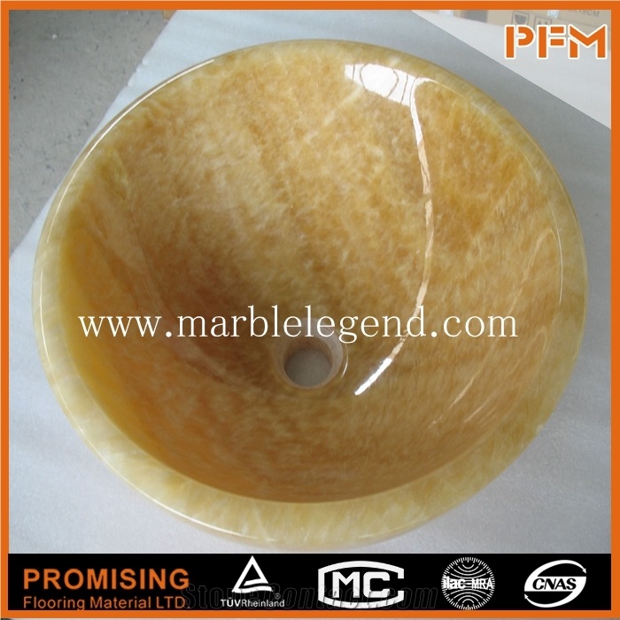 Chinese Honey Onyx/Popular Well Polished China Yellow Onyx Round Basin/Sink/430*430*135mm/Customized Size/ Best Quality/Interior Decoration for Bathroom Vanity Top