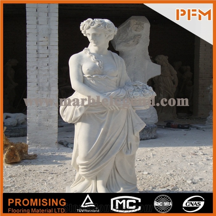 Chinese Pure White Marble Sculptured Statue /Western/European Customized Figure Human Hand Carving/For Outdoor/Garden