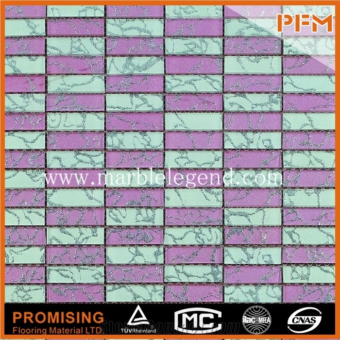 Crack Crystal Glass Mosaic with Good Quality,Hot-Melting Glass Mosaic for Kitchen,Beautiful Electroplated Glass Mosaic with Bottom Concave and Convex Surface for Backsplash