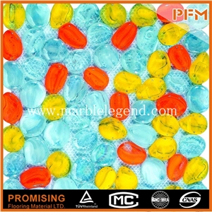 Crack Crystal Glass Mosaic with Good Quality,Hot-Melting Glass Mosaic for Kitchen,Beautiful Electroplated Glass Mosaic with Bottom Concave and Convex Surface for Backsplash
