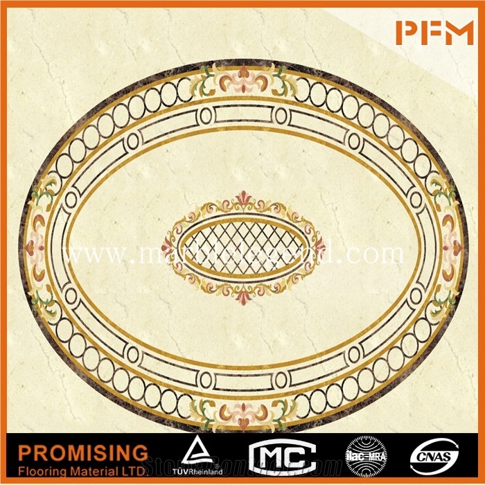 Cream Marfil/Onyx Green/India Green/Rosso Verona/ Polished Marble Inlay,Marble Medallion for Lobby