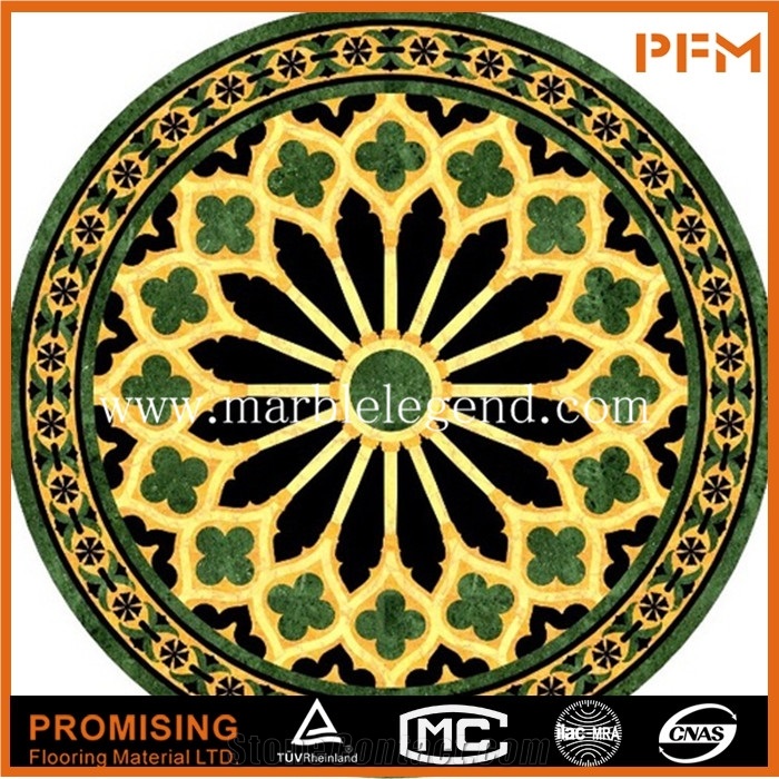 Customize Crema Marfil/Onyx Green/India Green Round Style Marble Inlay,Water Ject Medallion