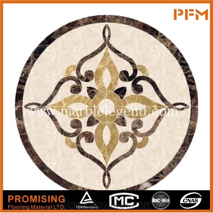 Dark Emperador,Golden Year,Crema Marfil Round Shape Polished Waterject Medallion,Marblle Medallion ,Marble Pattern for House