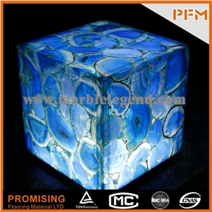 Elegant/Luxury/Backlit/Transparent Blue Agate Semiprecious Stone/Gemstone/Wall Covering/Interior Decoration