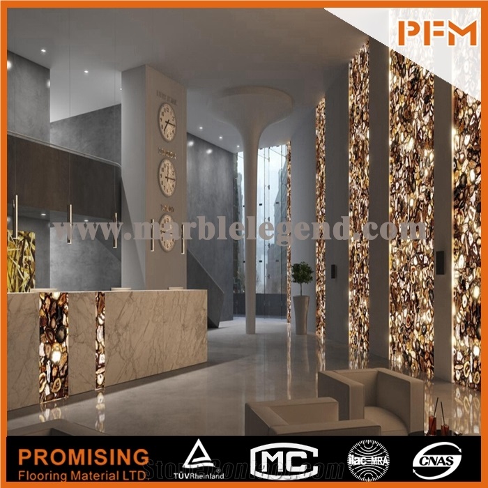 Elegant/Luxury/Backlit/Transparent Yellow Agate Semiprecious Stone/Gemstone/Wall Covering/Interior Decoration
