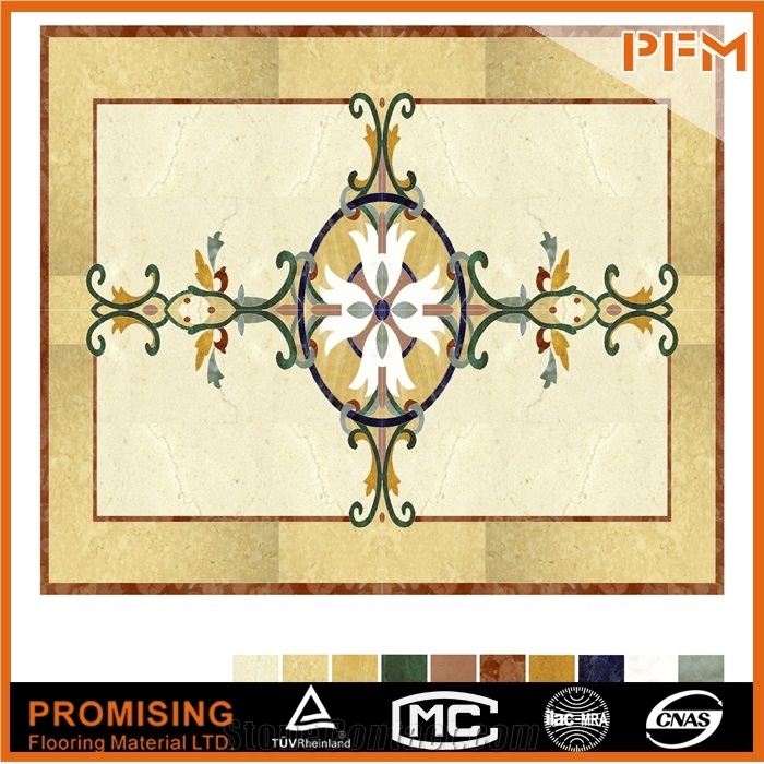 Elegant Square Waterjet Inlay Medallions Flower Patterns for Border & Floor Covering Interior Decoration/