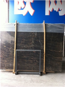 Europe Black Portoro/Chinese Marble Slabs & Tiles/Cut-To-Size for Floor Covering/Interior Decoration/Wholesaler