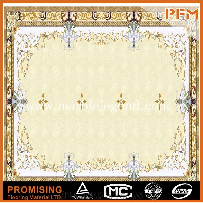 Golden Year Sunny Yellow Marble Beige Square Popular Style Cnc Cut Marble Flooring Medallion