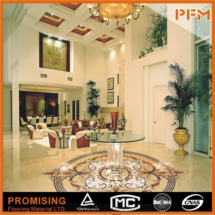 Good Quality Multicolor Round Polished Natural Marble Flooring Water Ject Medallion for Indoor Decoration
